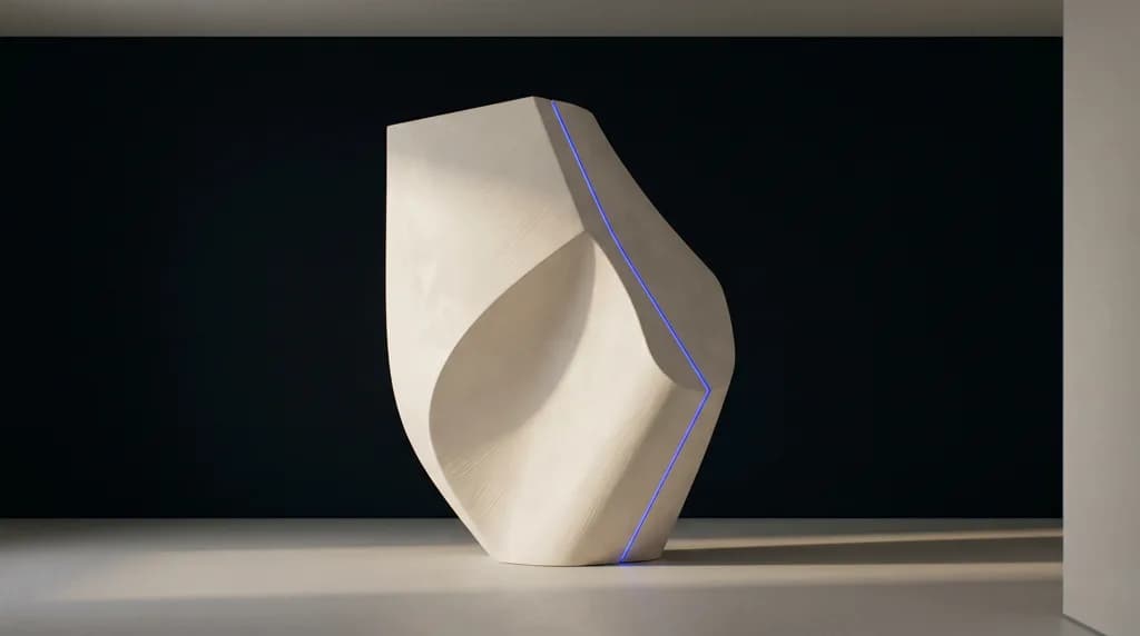 A single sculptural form lit by raking morning light