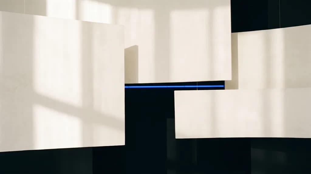 Curving pathway leading through a minimalist interior space